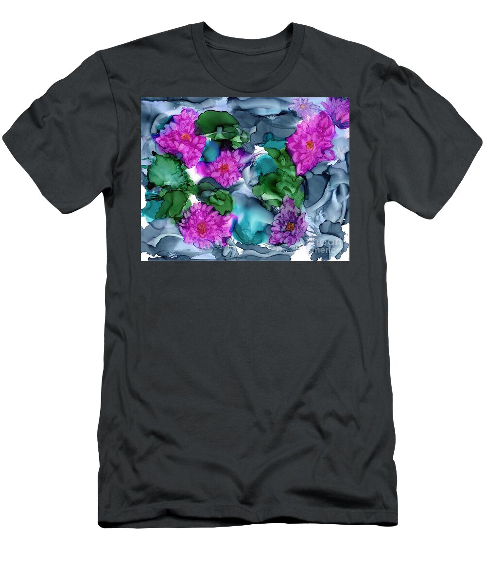 Water Lilies T-Shirt featuring the painting Abstract Water Lilies by Eunice Warfel