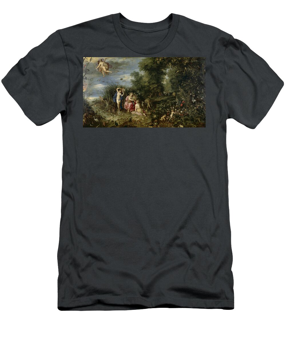 Jan Brueghel The Elder T-Shirt featuring the painting Abundance and the Four Elements by Hendrick van Balen