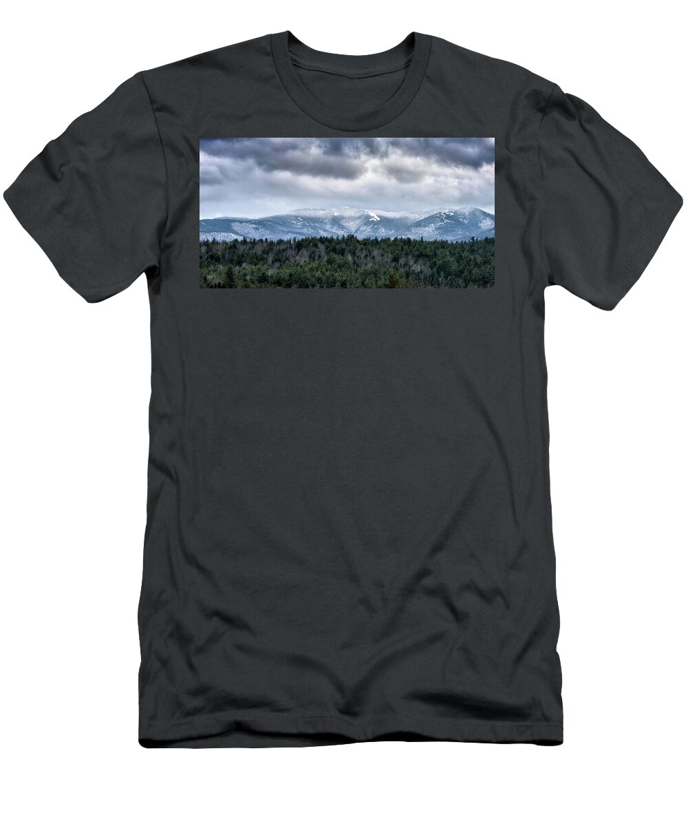 adirondack High Peaks T-Shirt featuring the photograph Adirondack High Peaks during winter - New York by Brendan Reals