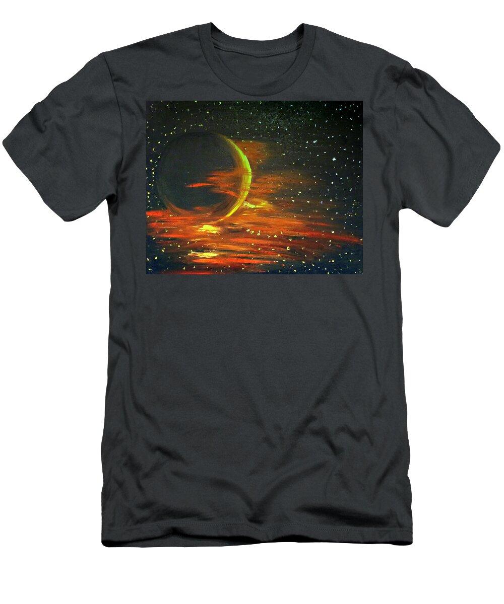Astronomy T-Shirt featuring the painting Adrift - in Space by Abbie Shores