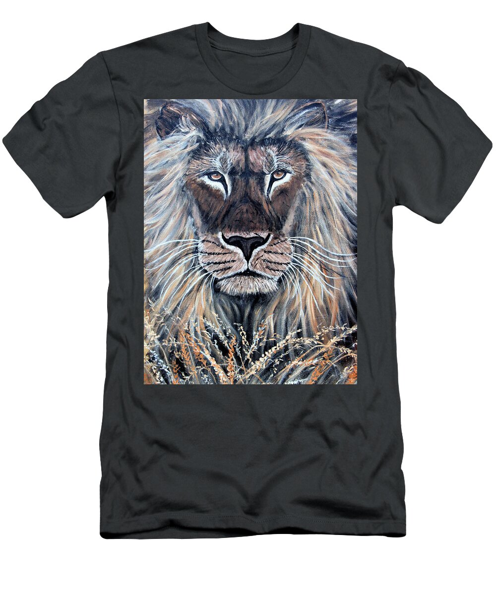 Lion T-Shirt featuring the painting African Lion by Nick Gustafson