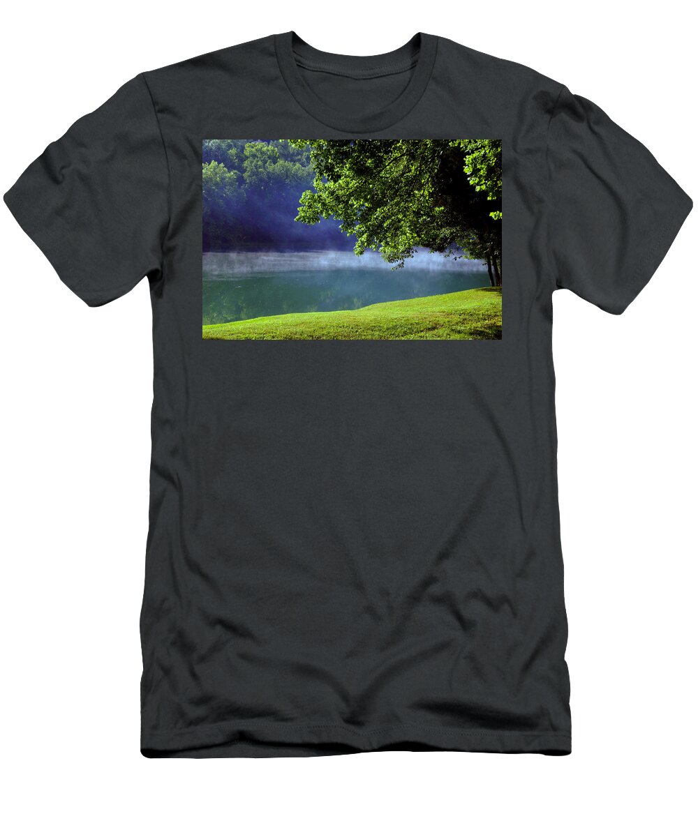 Fog T-Shirt featuring the photograph After a warm summer rain by Susanne Van Hulst
