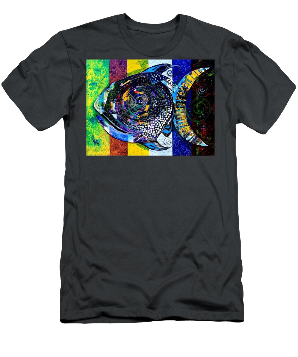 Acidfish T-Shirt featuring the painting After Acidfish 99-1/2 by J Vincent Scarpace