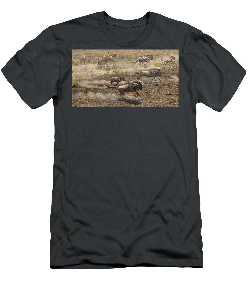 Lion T-Shirt featuring the painting After The Crossing by Alan M Hunt