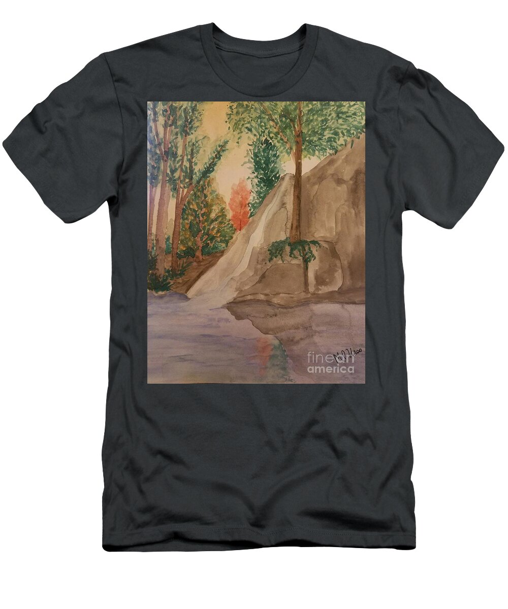 Afternoon At The Creek T-Shirt featuring the painting Afternoon at the Creek by Maria Urso