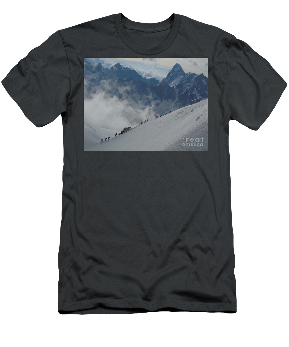 Alps T-Shirt featuring the photograph Aiguille du Midi view - Chamonix by Silvana Miroslava Albano