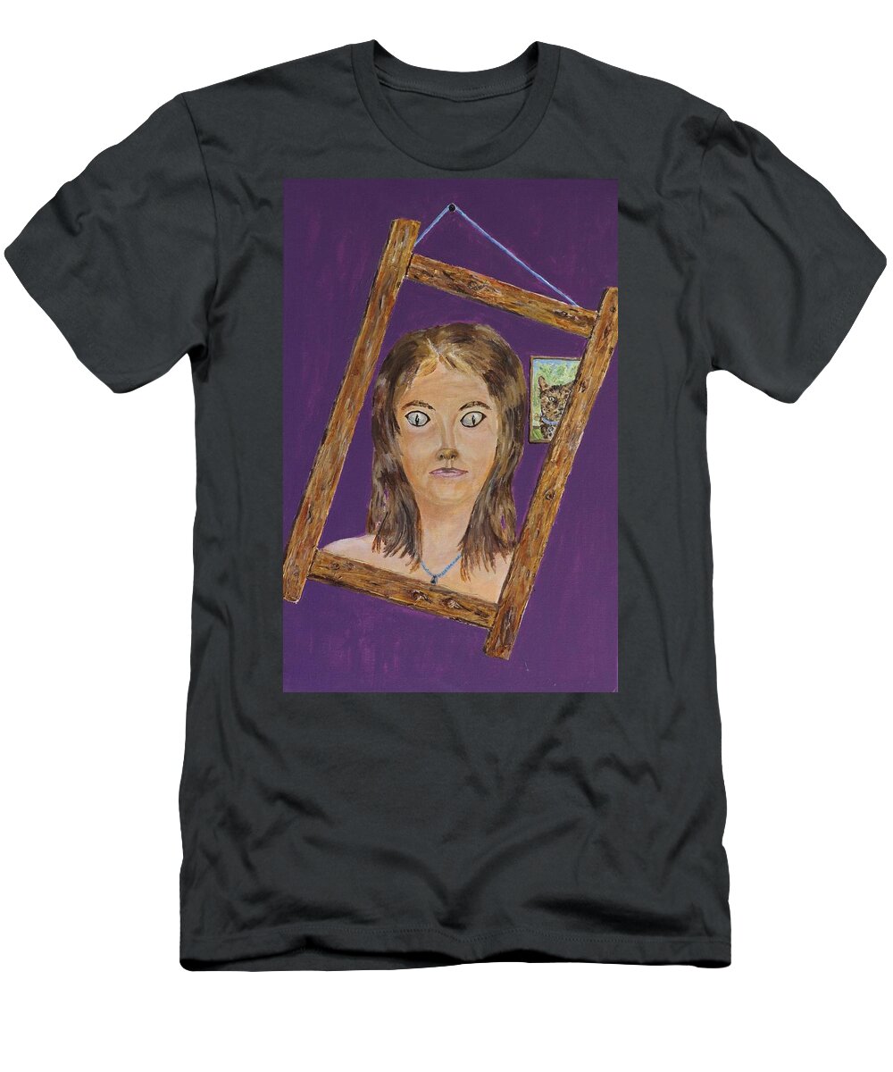 Ailurophile T-Shirt featuring the painting Ailurophile too far? by David Capon