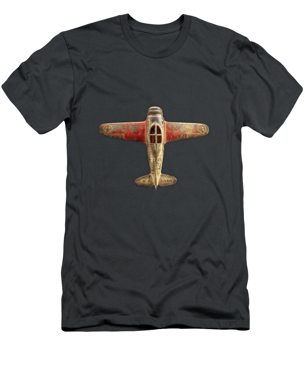 Black T-Shirt featuring the photograph Airplane Scrapper on Black by YoPedro