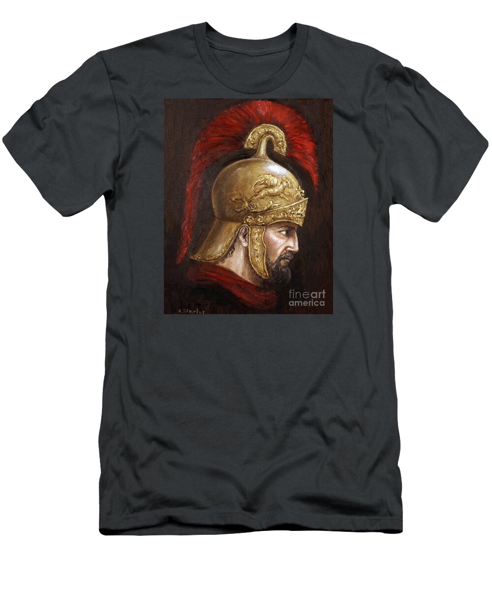 Warrior T-Shirt featuring the painting Ajax by Arturas Slapsys