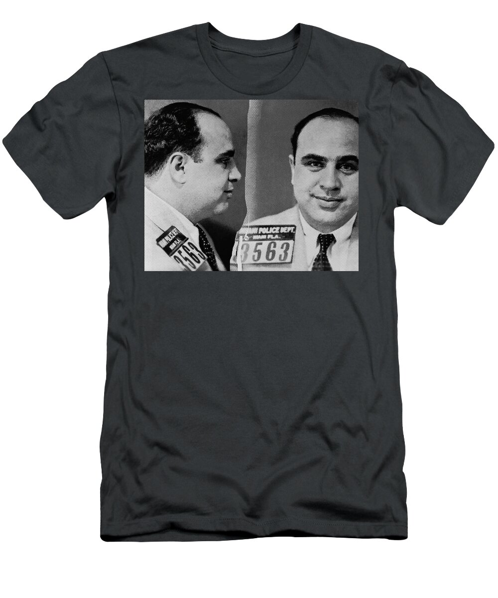 Al Capone T-Shirt featuring the photograph Al Capone Mug Shot 1931 Horizontal 8X10 by Tony Rubino
