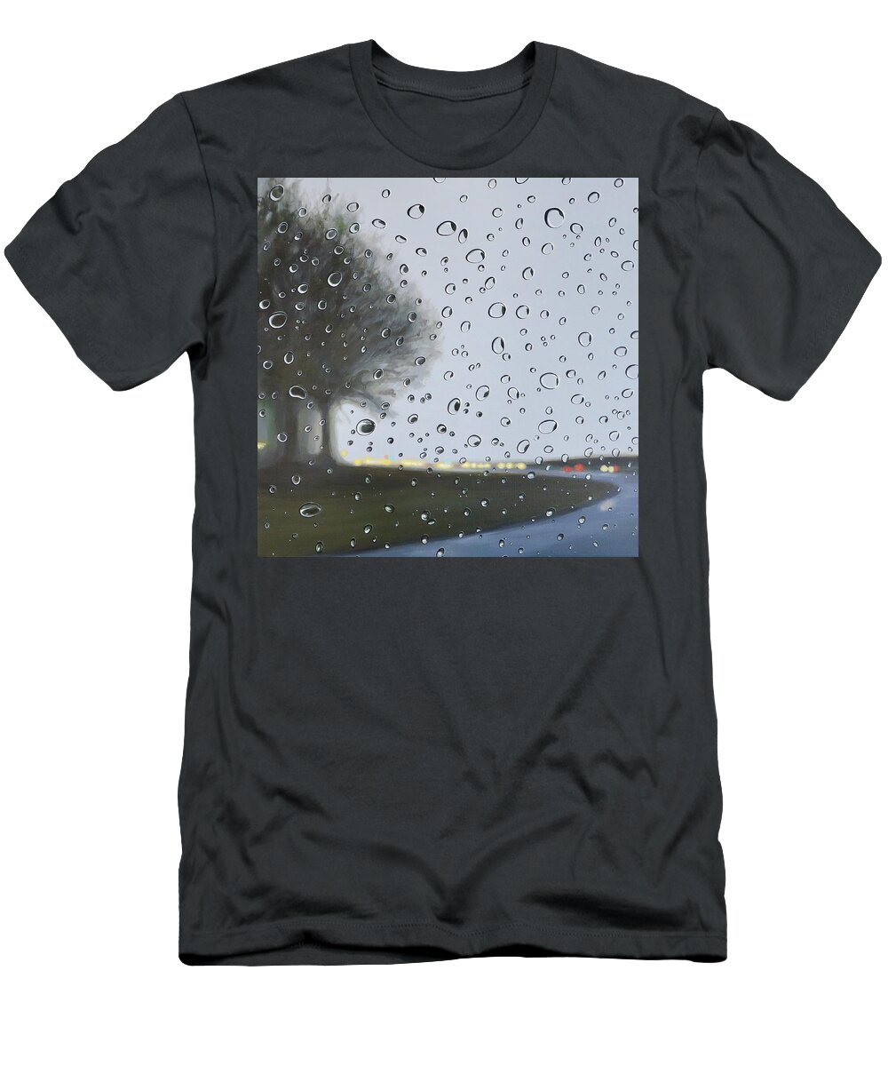 Raindrops T-Shirt featuring the painting Alabama Rain by Hunter Jay