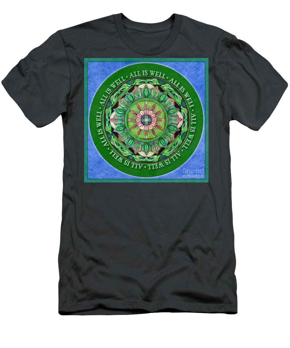Mandala T-Shirt featuring the painting All Is Well Mandala Prayer by Jo Thomas Blaine