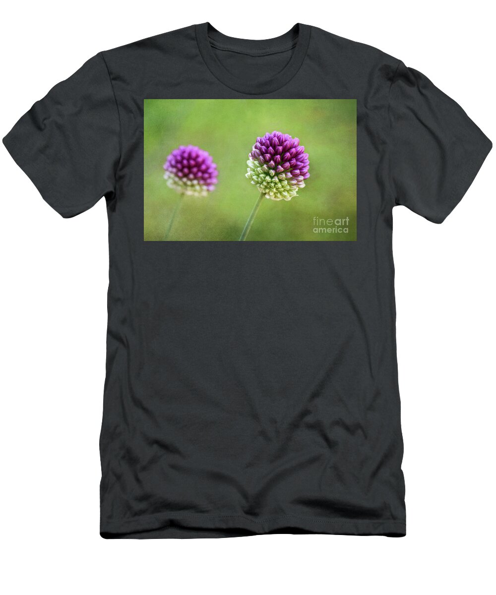 Allium Hollandicum T-Shirt featuring the digital art Allium Buds by Sharon McConnell