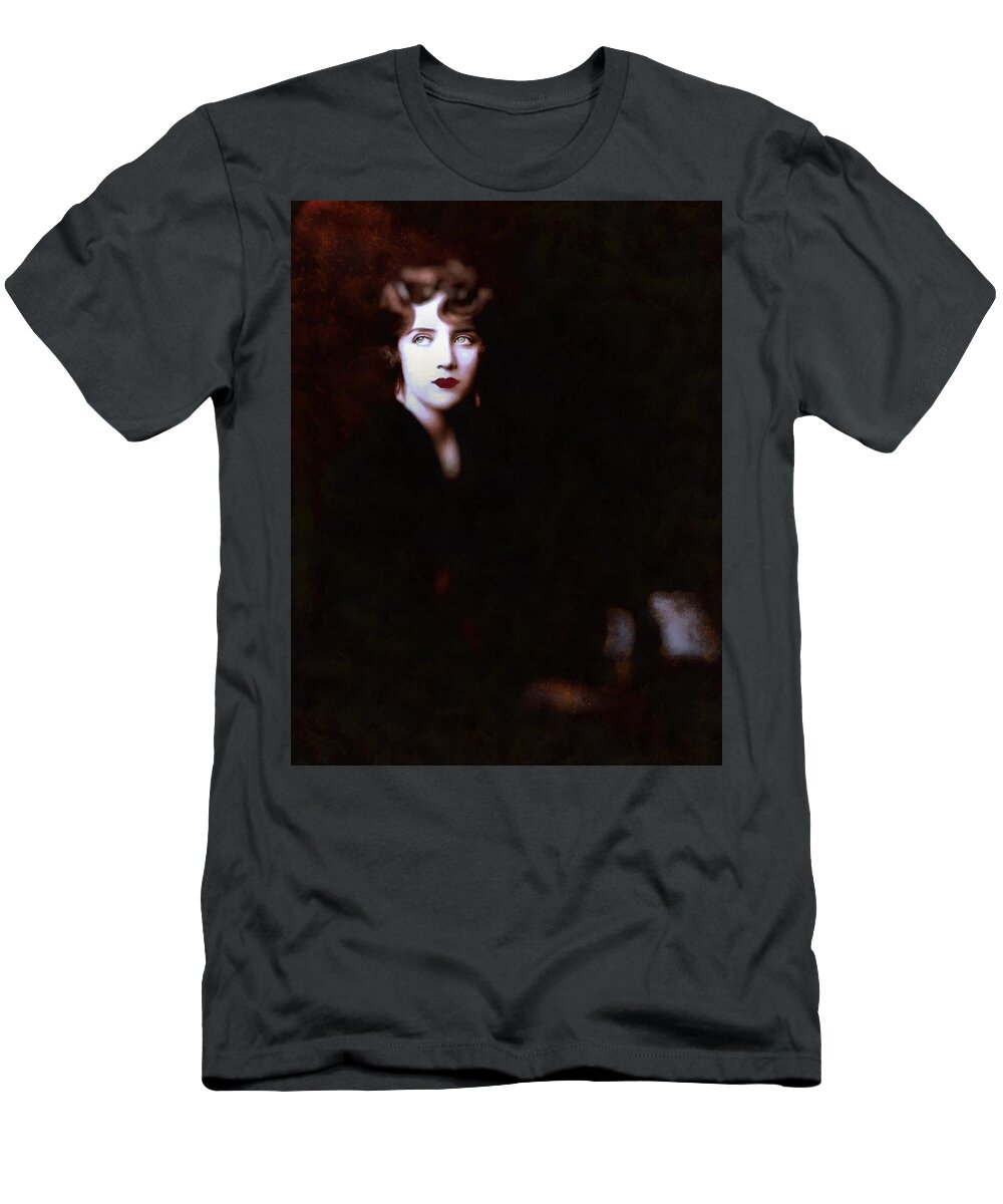 Alone T-Shirt featuring the digital art Alone - Beautiful Woman by Caterina Christakos