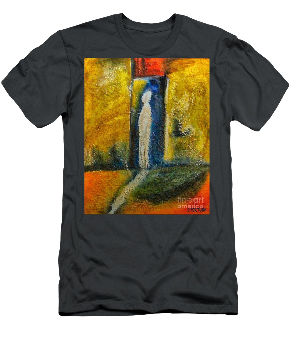 Mixed Media T-Shirt featuring the mixed media Alone by Dragica Micki Fortuna