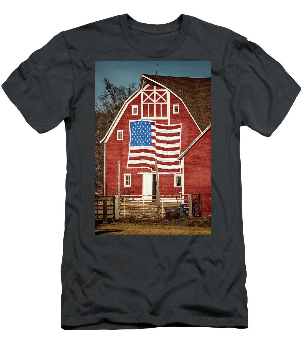 Barn T-Shirt featuring the photograph American Pride by Susan Rissi Tregoning