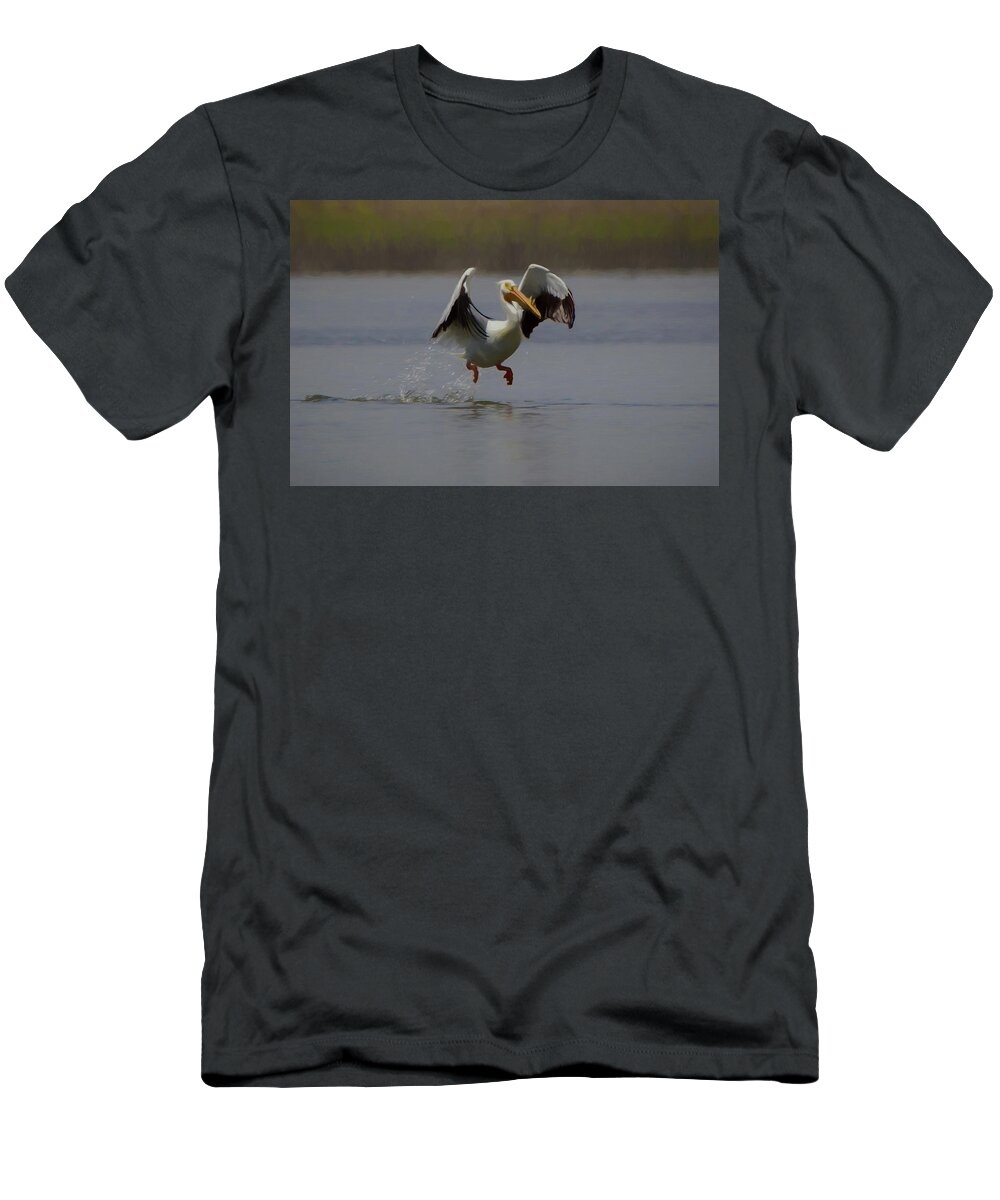 American White Pelican T-Shirt featuring the digital art American White Pelican Da 2 by Ernest Echols