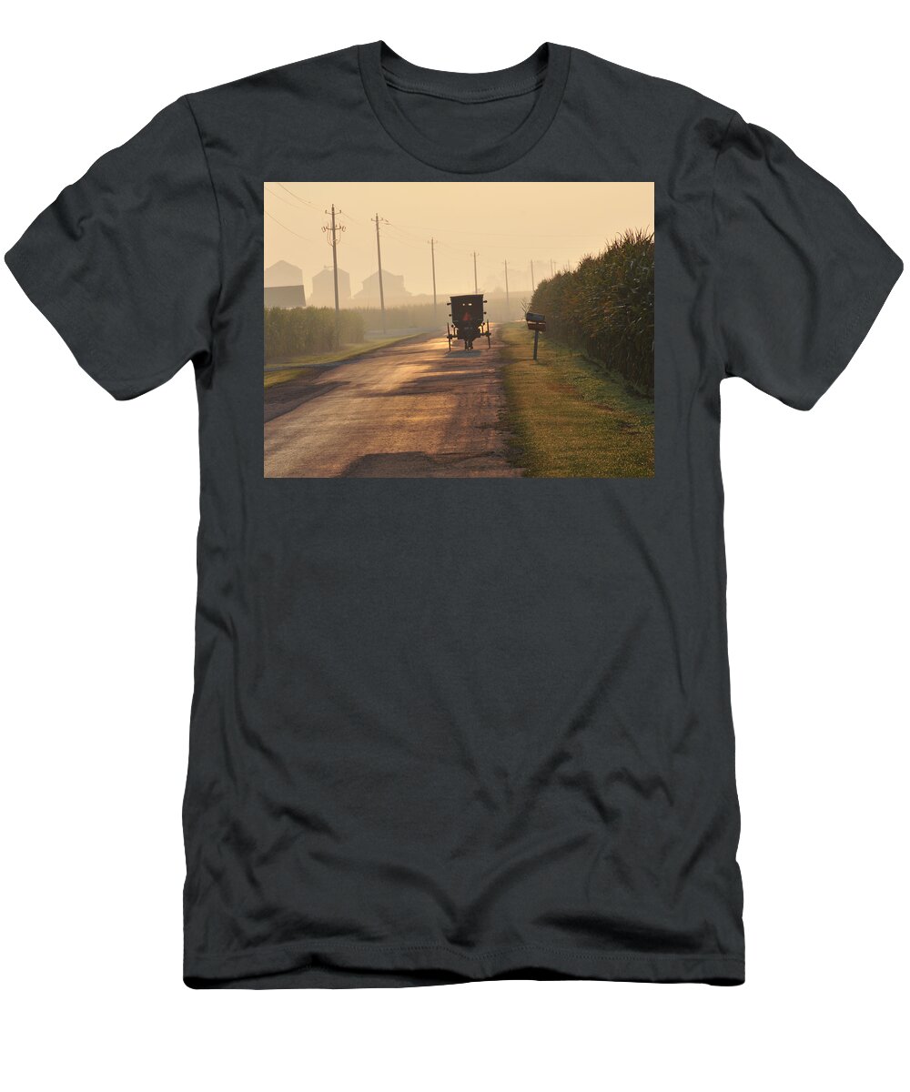 Amish Buggy T-Shirt featuring the photograph Amish Buggy and Corn over Your Head by David Arment