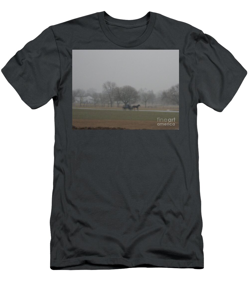 Amish T-Shirt featuring the photograph An Evening Buggy Ride by Christine Clark