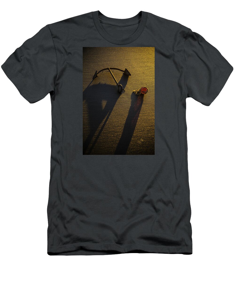 Ships Anchor Beach T-Shirt featuring the photograph Anchor And Glass Fishing Float by Garry Gay
