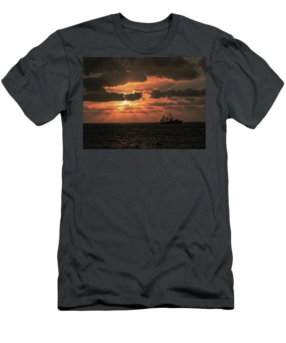 Sunrise T-Shirt featuring the photograph Anchored by Jerry Connally
