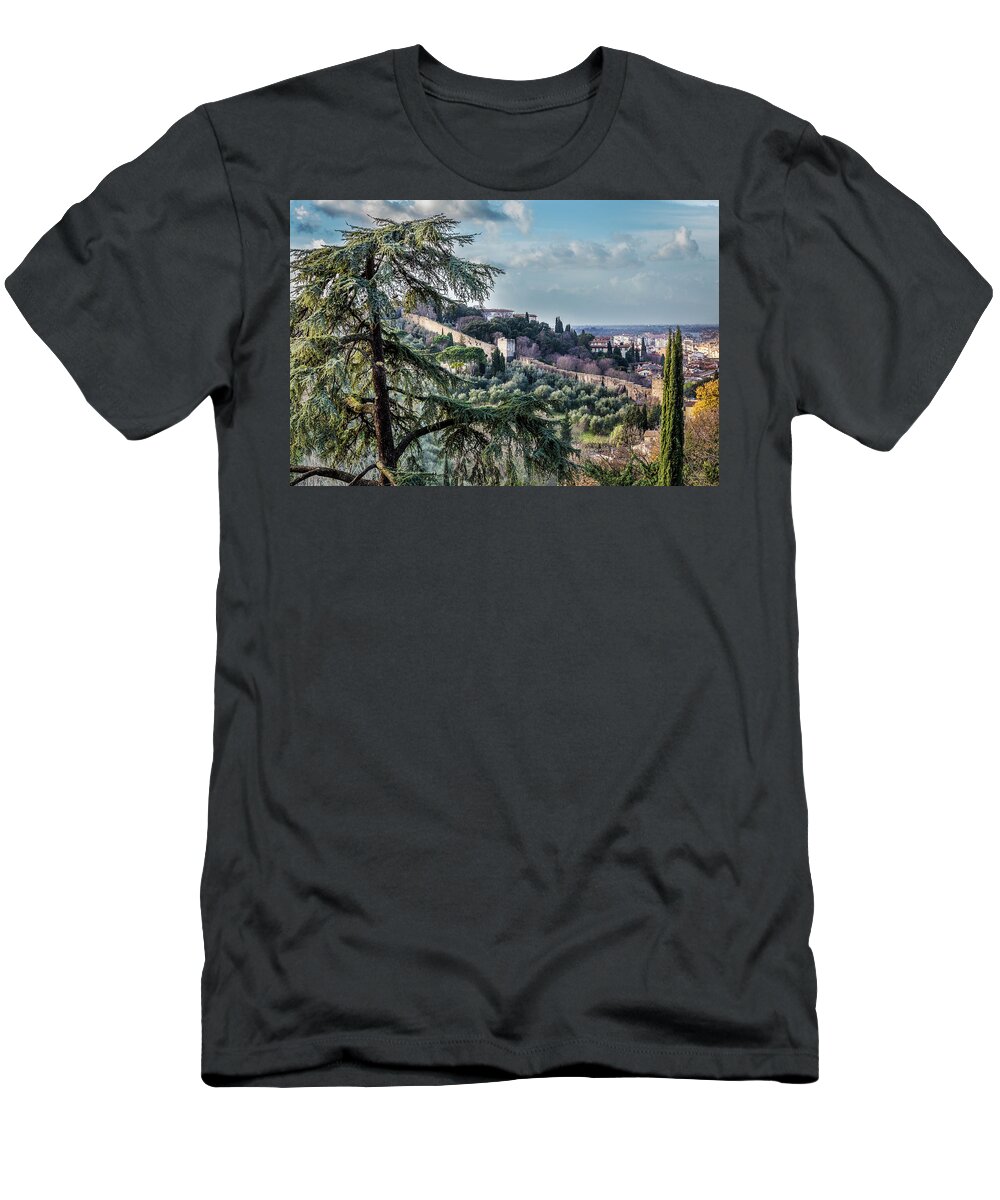 Florence T-Shirt featuring the photograph Ancient Walls of Florence by Sonny Marcyan