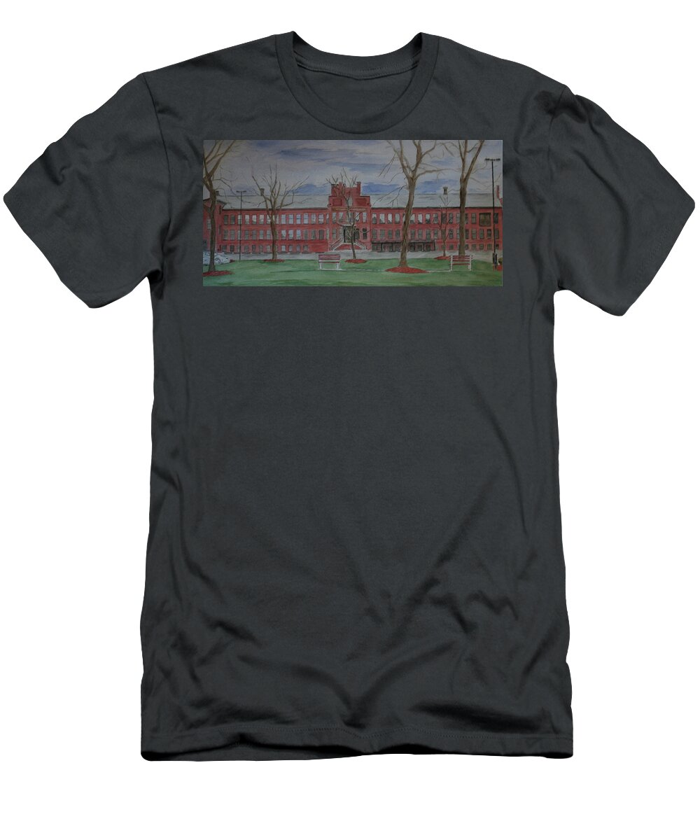 Springfield T-Shirt featuring the painting Andrew M Scibelli Enterprise Center Springfield MA by Imagery-at- Work