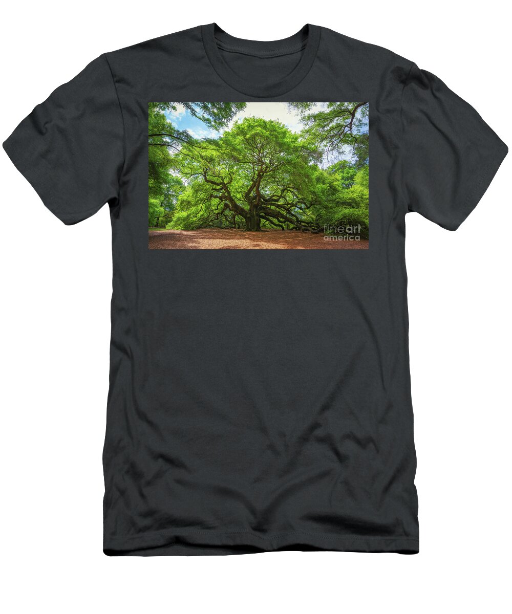 Angel Oak Tree T-Shirt featuring the photograph Angel Oak Tree in South Carolina by Michael Ver Sprill
