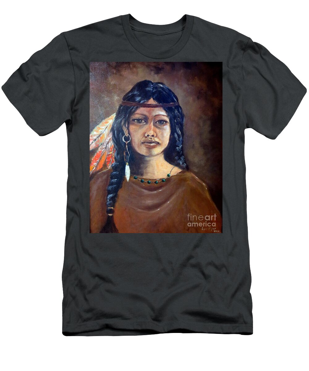 Indian T-Shirt featuring the painting Anne Wolfe by Lee Piper