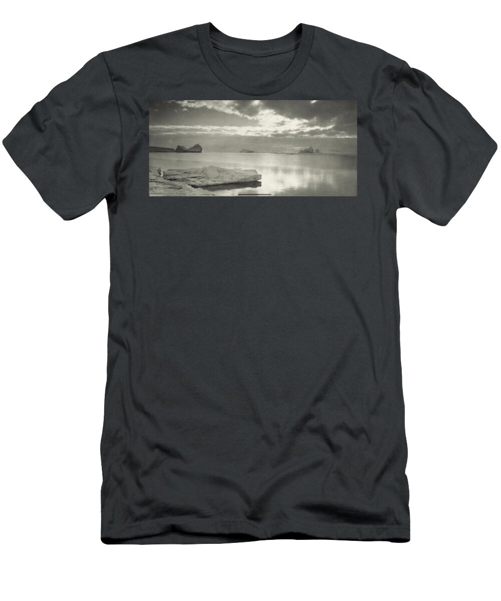 Ponting (herbert George) Midnight In The Antarctic Summer [1910] T-Shirt featuring the painting Antarctic by MotionAge Designs