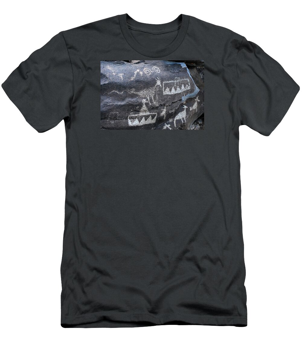 Petroglyphs T-Shirt featuring the photograph Antelope with snake by Glory Ann Penington