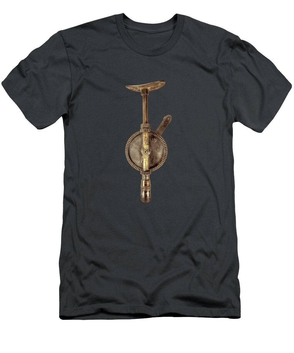Antique T-Shirt featuring the photograph Antique Shoulder Drill Backside on Black by YoPedro