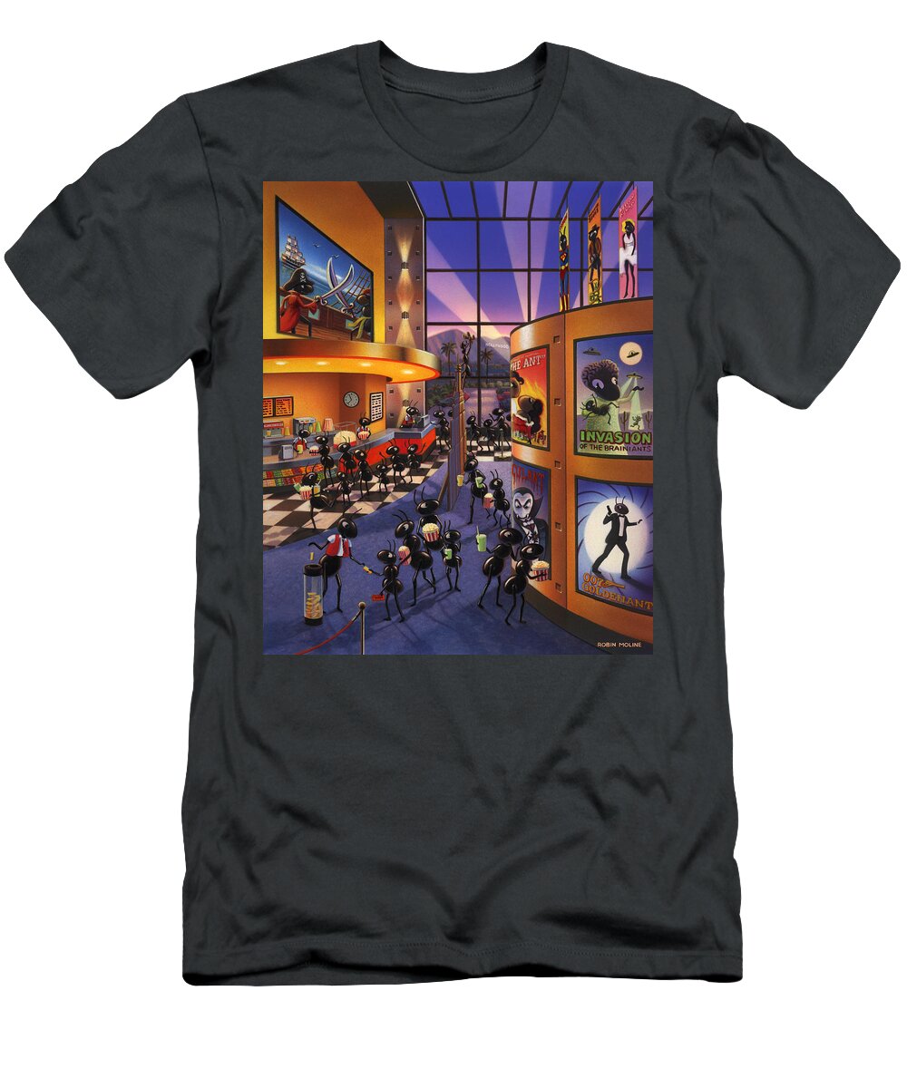 Ants. Ant Farm Characters T-Shirt featuring the painting Ants at the Movie Theatre by Robin Moline