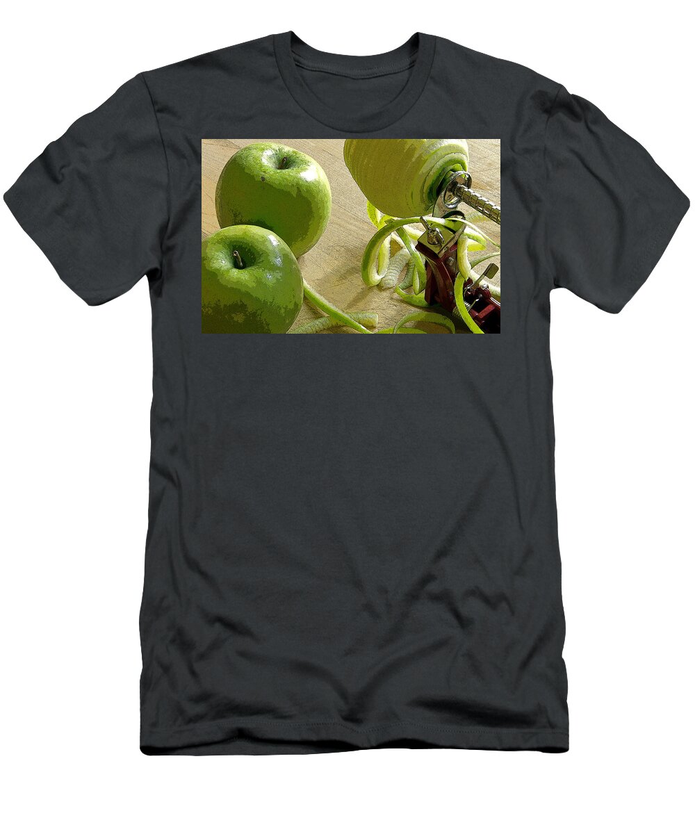 Apple T-Shirt featuring the photograph Apples getting peeled by Debra Baldwin