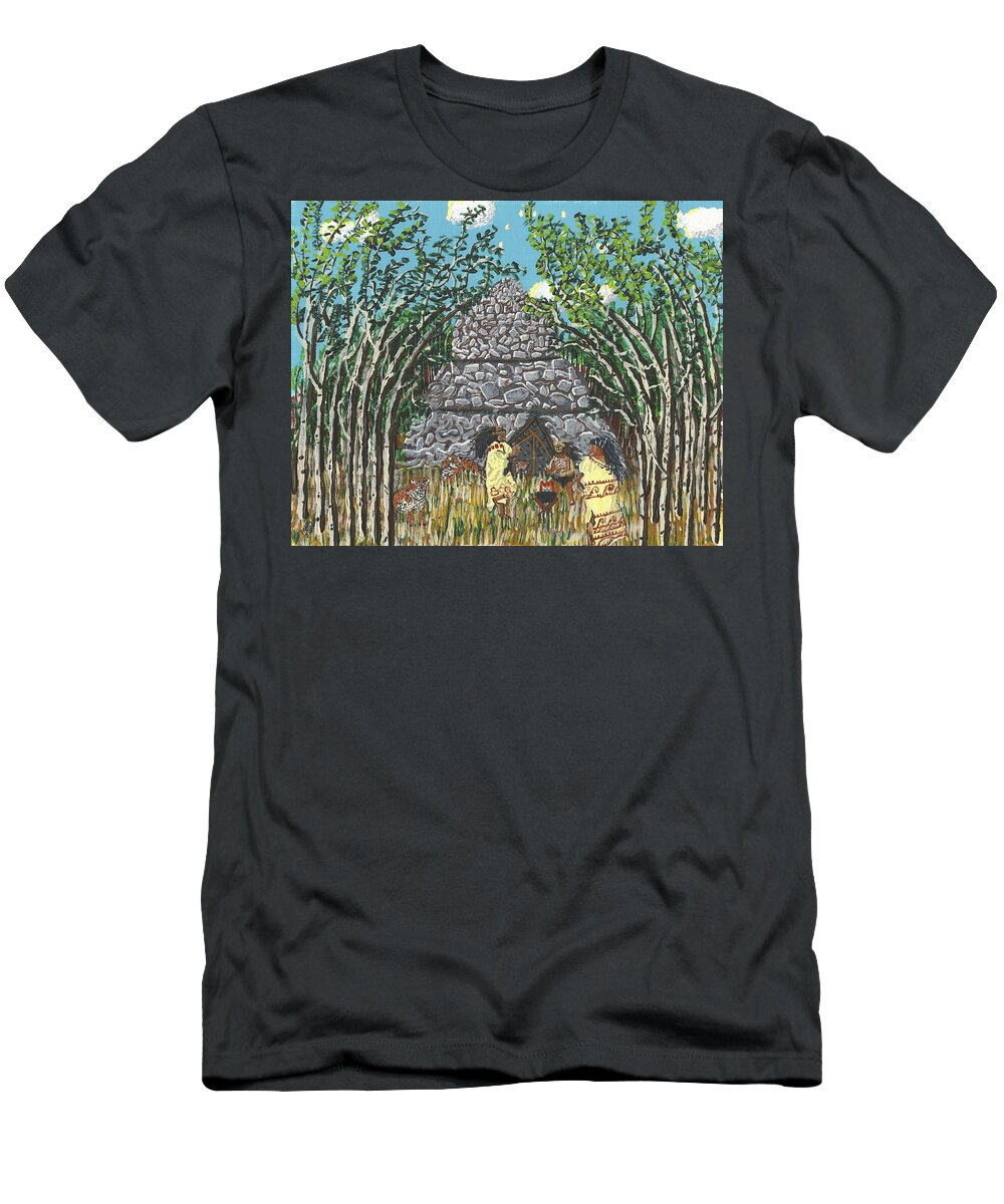 Aztec T-Shirt featuring the painting April The Shaman Calls the Jaguars by Paul Fields