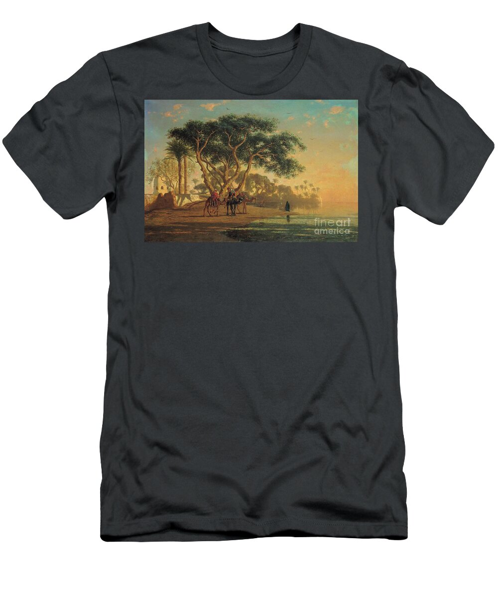 Arab T-Shirt featuring the painting Arab Oasis by Narcisse Berchere