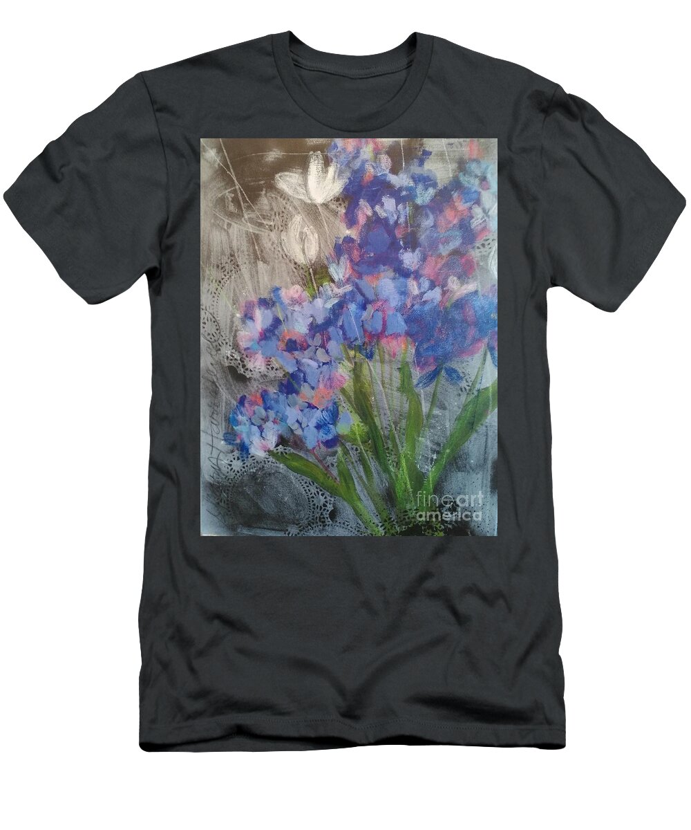 Wild Flowers T-Shirt featuring the painting Arizona Blues by Sherry Harradence