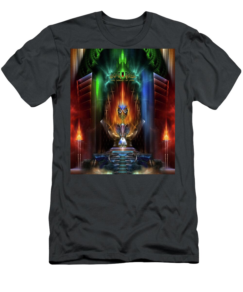 Arsencia T-Shirt featuring the digital art Arsencia Goddess Of Fire Fractal Composition by Rolando Burbon