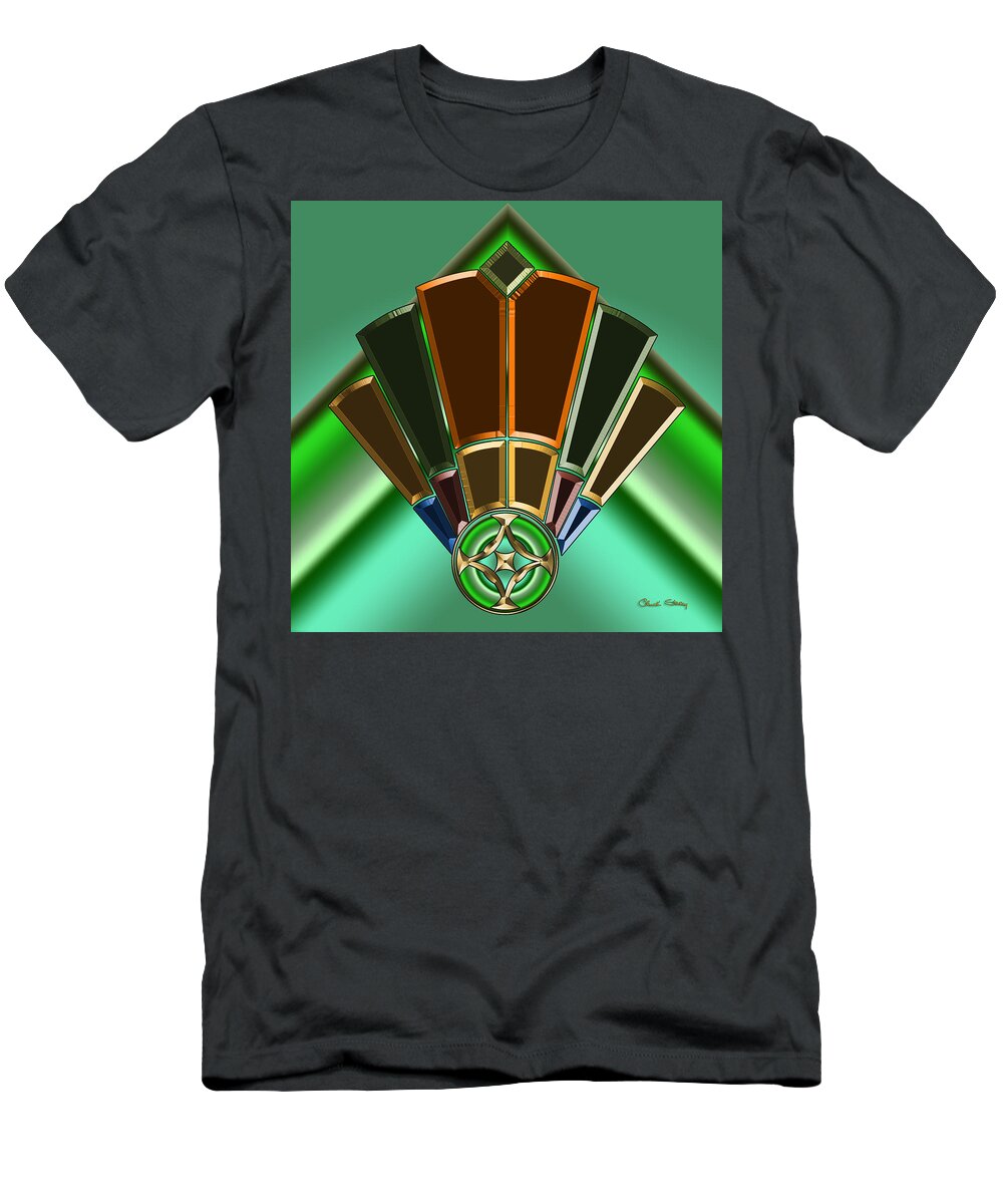 Staley T-Shirt featuring the digital art Art Deco Fan 11 by Chuck Staley