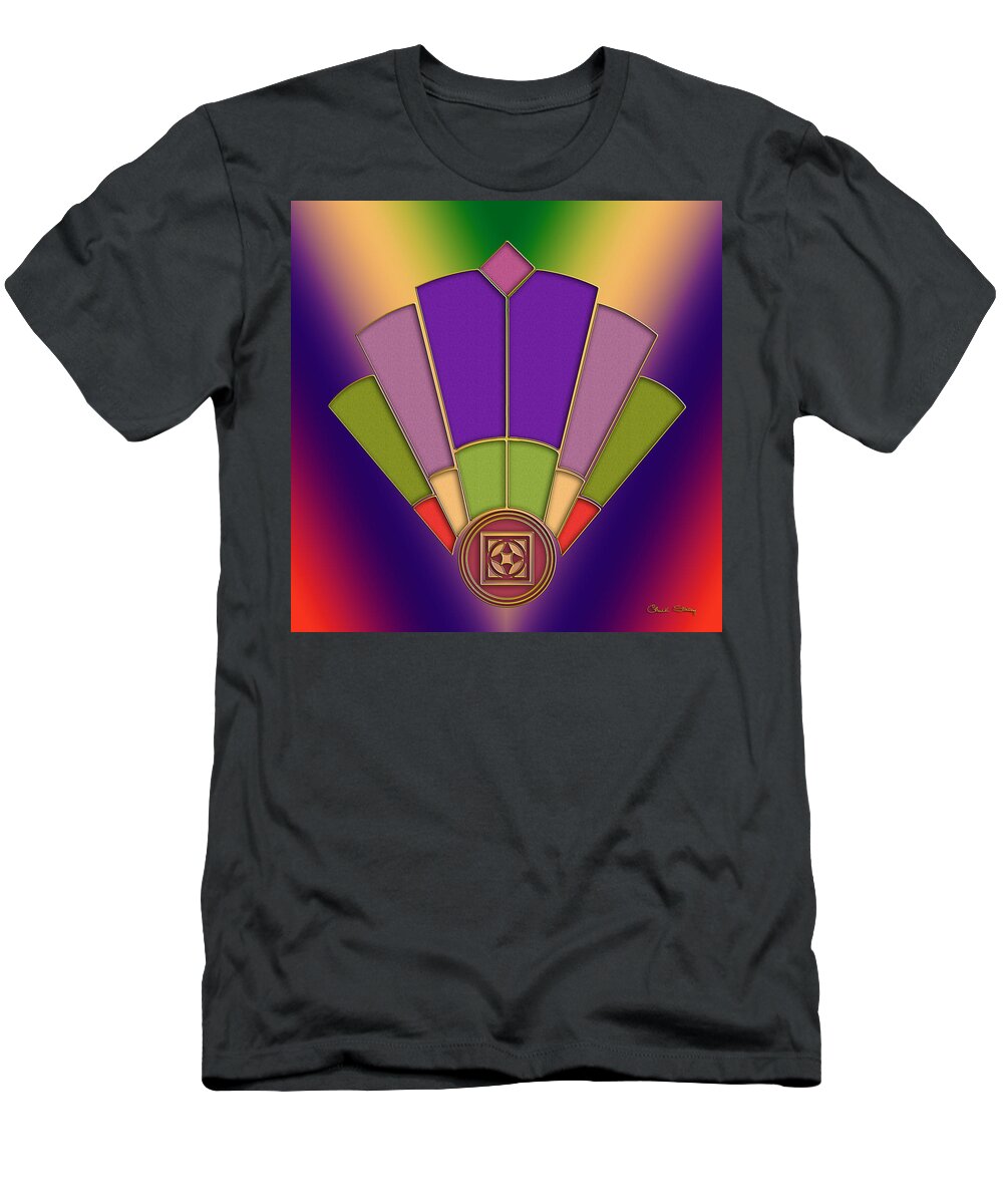Art Deco Fan 3 - Chuck Staley T-Shirt featuring the digital art Art Deco Fan 3 by Chuck Staley