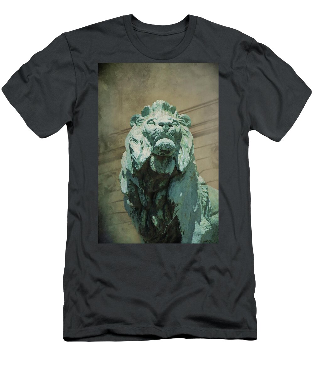 Art Institute Of Chicago Lion T-Shirt featuring the photograph Art Institute of Chicago Lion by Jemmy Archer