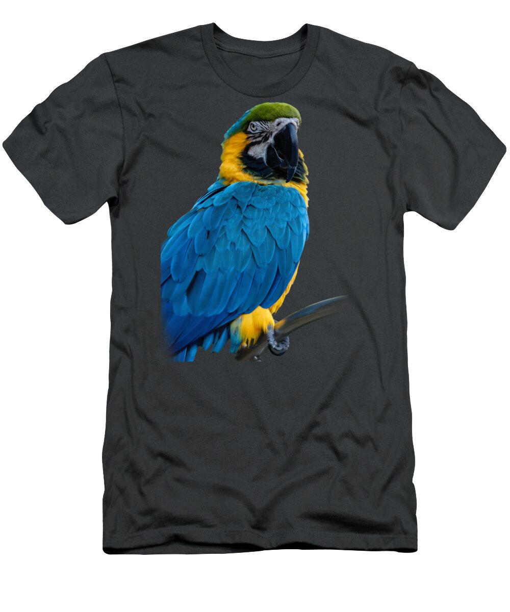 Green T-Shirt featuring the photograph Blue Yellow Macaw No.2 by Mark Myhaver