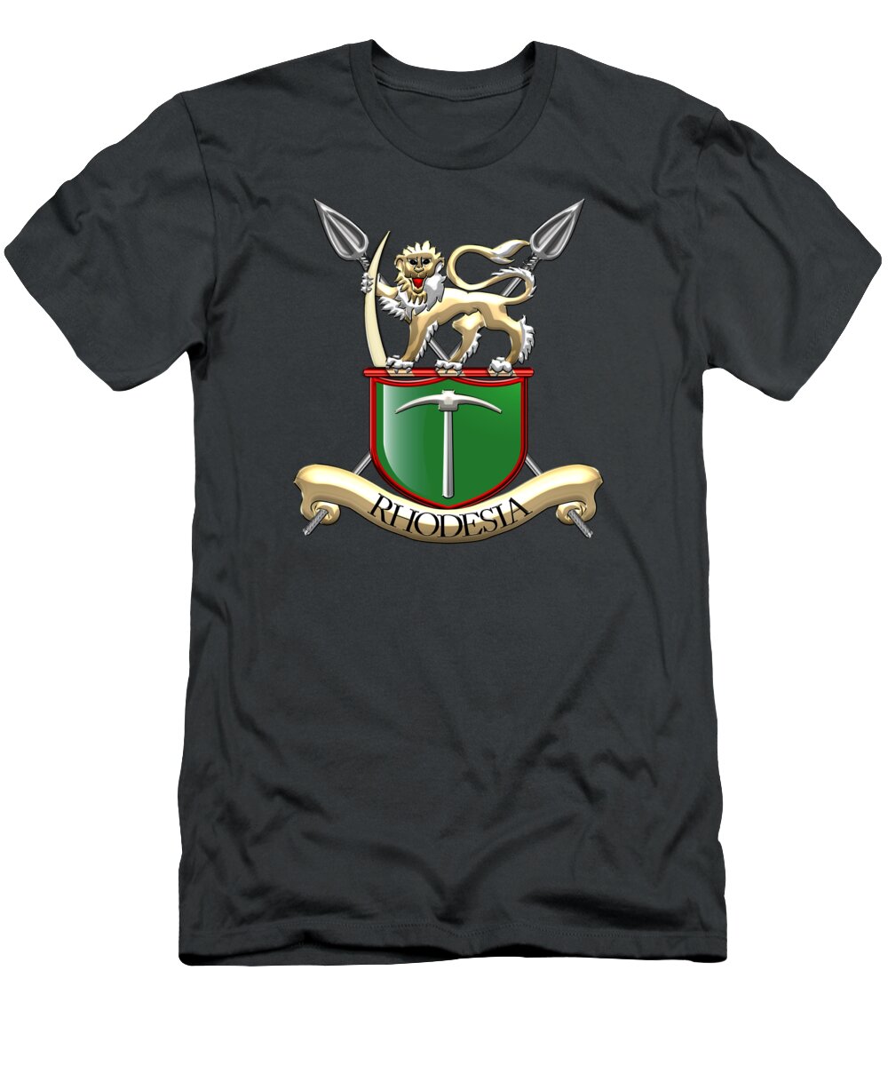 'military Insignia & Heraldry 3d' Collection By Serge Averbukh T-Shirt featuring the digital art Rhodesian Army Emblem over Green Velvet by Serge Averbukh