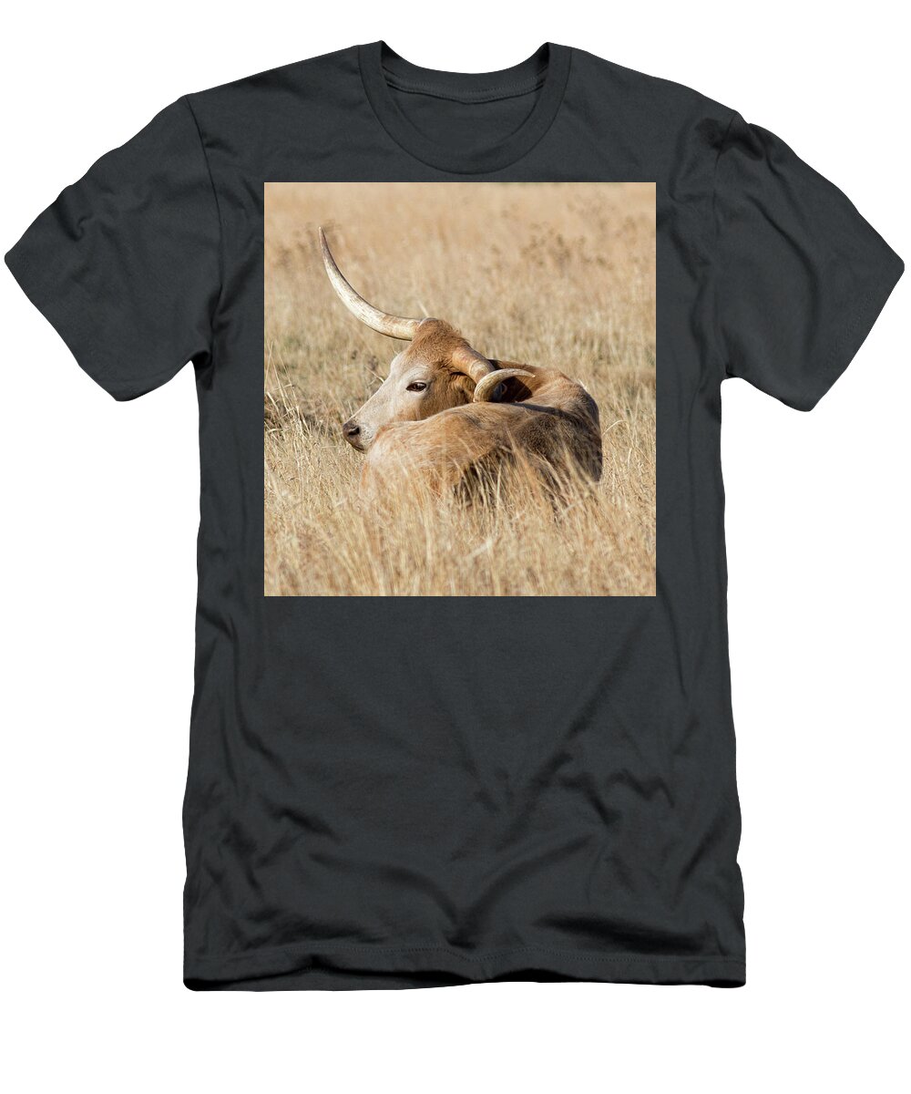 2017 April T-Shirt featuring the photograph Prairie Longhorn by Bill Kesler