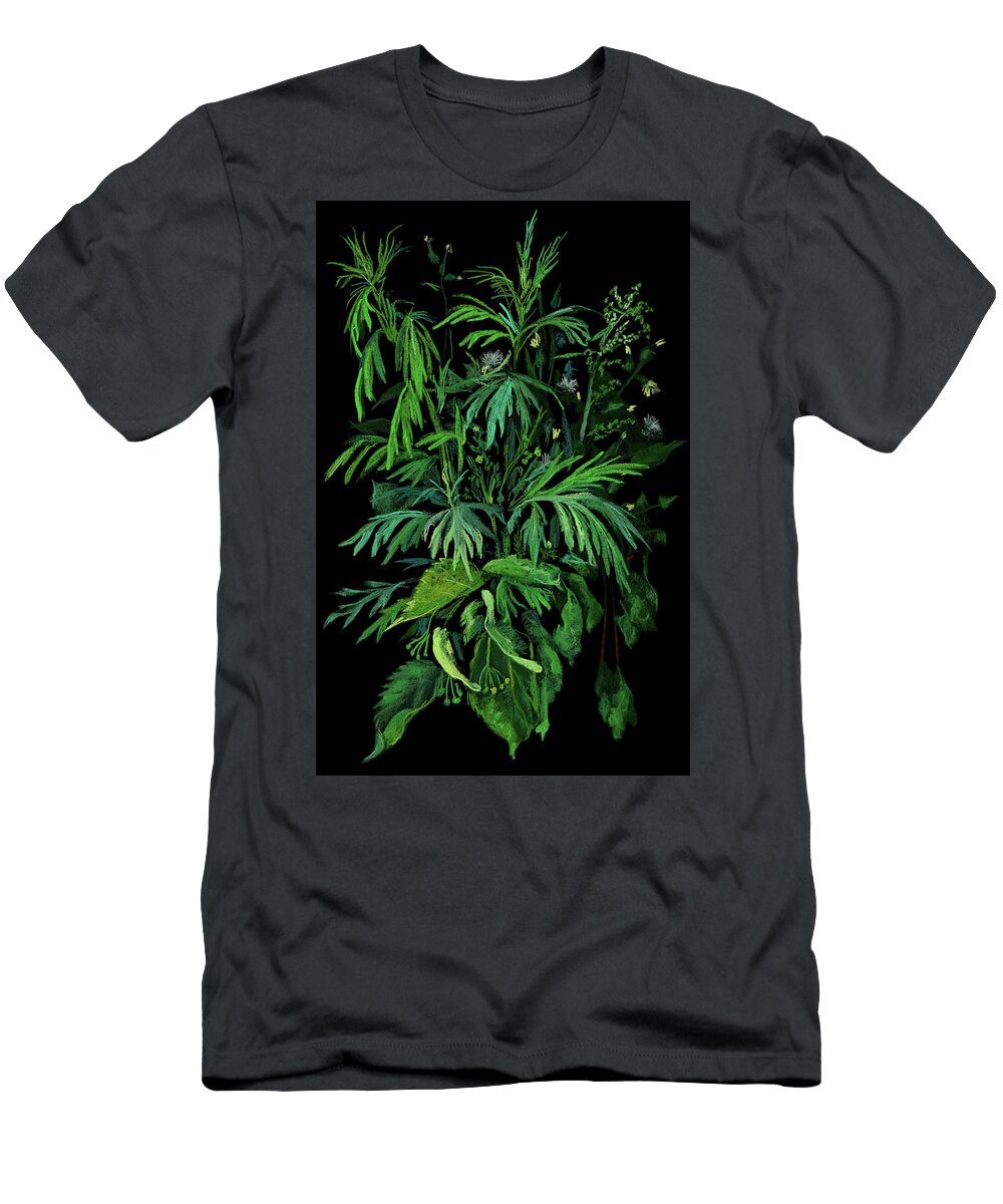 Contemporary T-Shirt featuring the painting Green and Black by Julia Khoroshikh