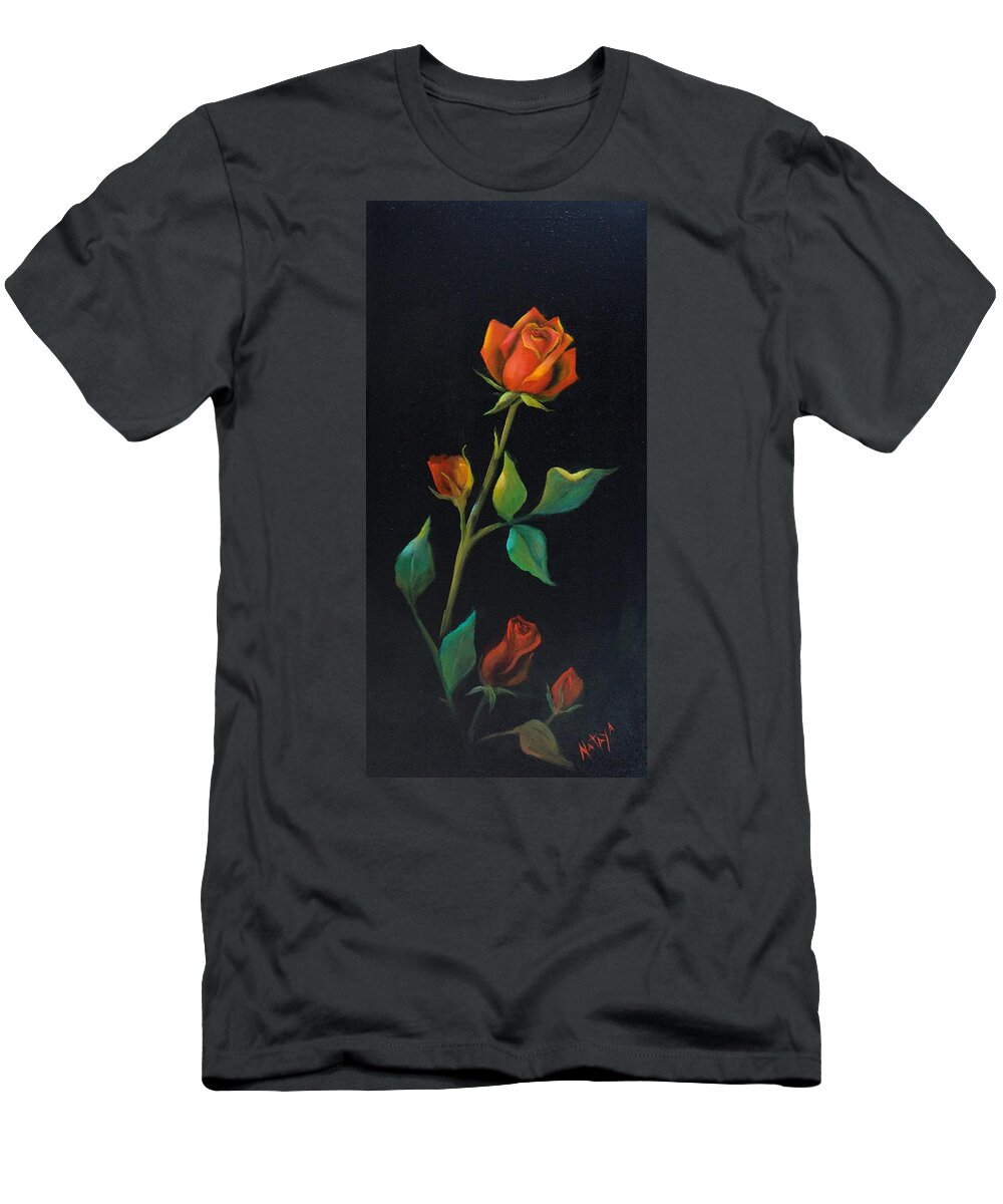 Rose T-Shirt featuring the painting Ascending by Nataya Crow