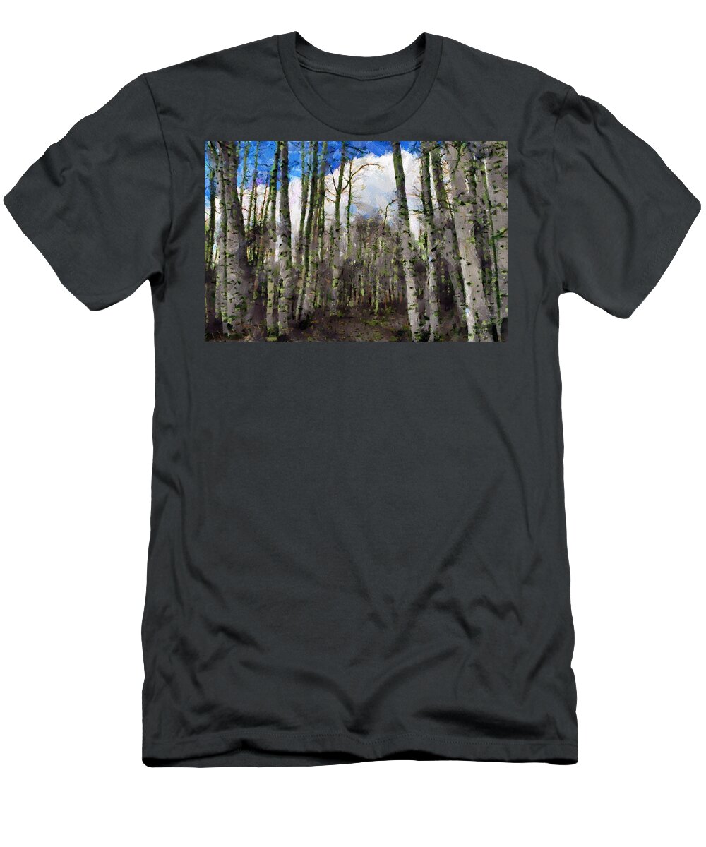 Aspen T-Shirt featuring the painting Aspen Standing by Jeffrey Kolker