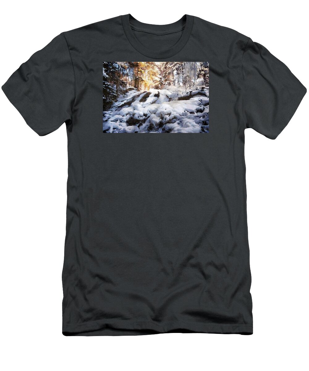 Nature T-Shirt featuring the digital art At last winter arrived by Gun Legler
