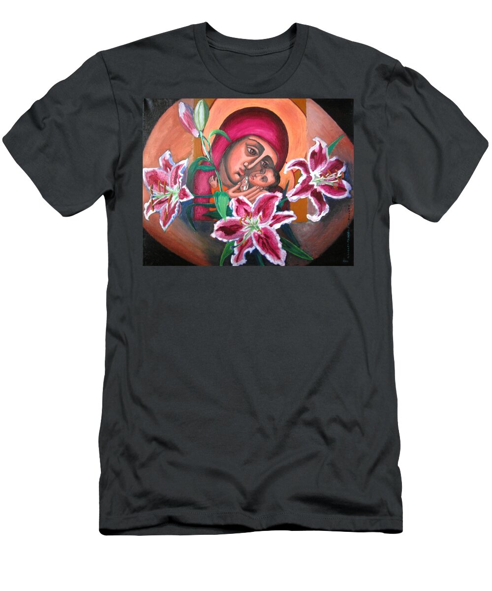 Icon T-Shirt featuring the painting Aunt Katya's Icon by Vera Smith