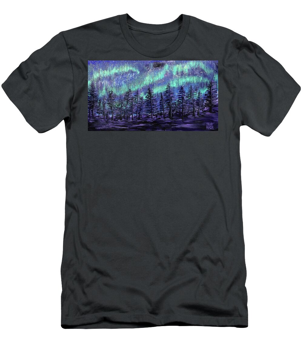  Blue T-Shirt featuring the painting Aurora Borealis by Jeff Rach